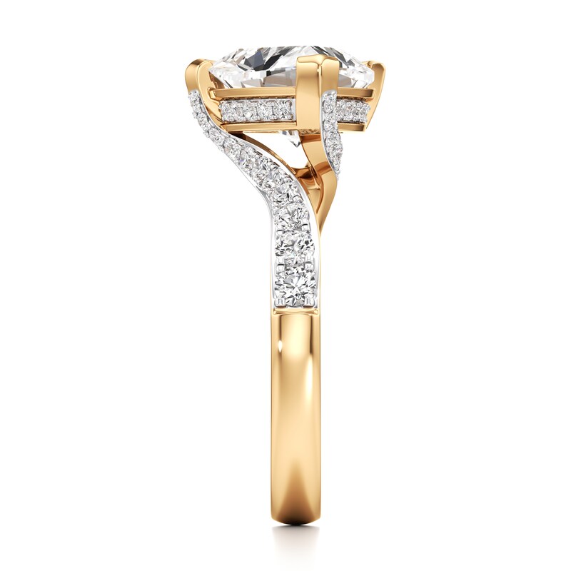 Main Image 3 of J'Lure Trillion Curved Brilliant-Cut Lab-Grown Diamond Bypass Engagement Ring 3-1/2 ct tw 18K Yellow Gold