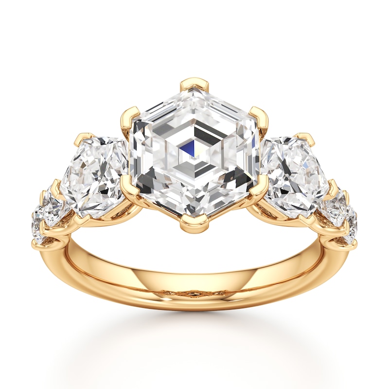 Main Image 1 of J'Lure Hexagon Step-Cut Lab-Grown Diamond Engagement Ring 4-3/4 ct tw 18K Yellow Gold