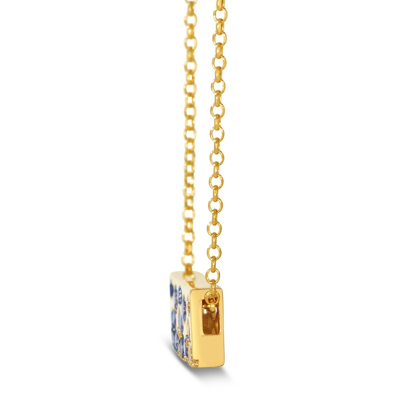 Main Image 2 of Le Vian Tramonto D'Oro Denim Ombré Sapphire Bar Necklace 14K Honey Gold 18"