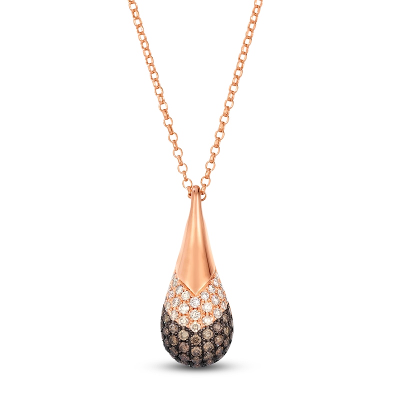 Main Image 1 of Le Vian Diamond Teardrop Necklace 3/4 ct tw 14K Strawberry Gold 19"