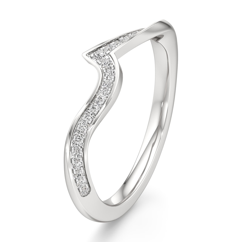 Main Image 4 of J'Lure Lab-Grown Diamond Contour Wedding Band 1/8 ct tw 18K White Gold