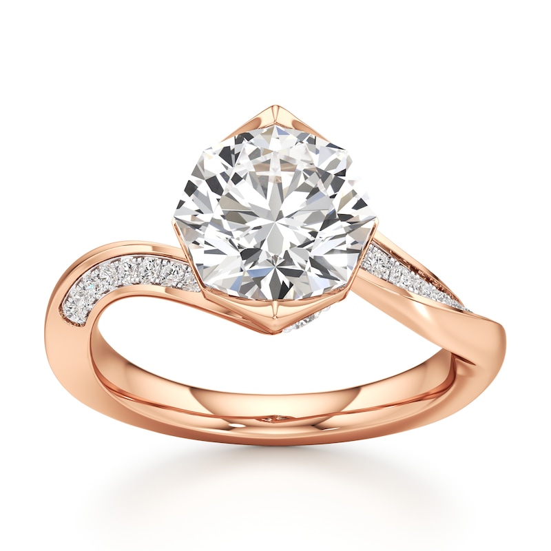 Main Image 1 of J'Lure Octagon Brilliant-Cut Lab-Grown Diamond Bypass Engagement Ring 3-1/6 ct tw 18K Rose Gold