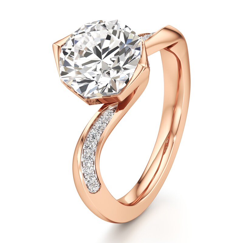Main Image 4 of J'Lure Octagon Brilliant-Cut Lab-Grown Diamond Bypass Engagement Ring 3-1/6 ct tw 18K Rose Gold