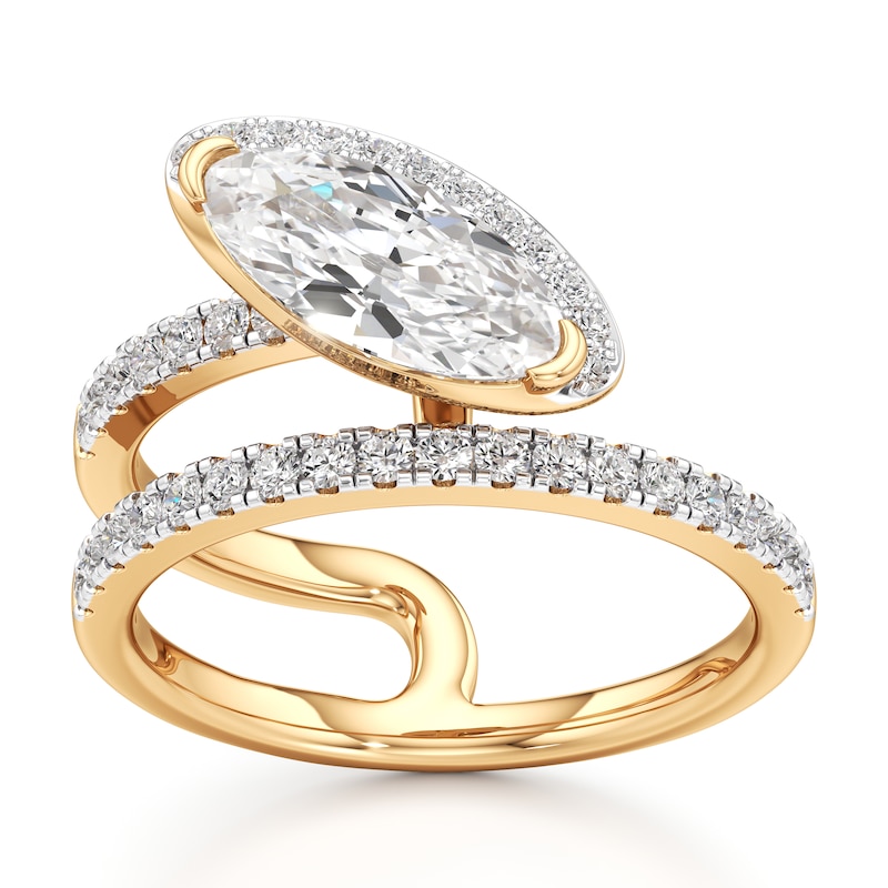 Main Image 1 of J'Lure Moval Old-Cut Lab-Grown Diamond Spiral Engagement Ring 1-3/8 ct tw 18K Yellow Gold