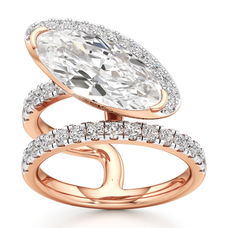 Main Image 1 of J'Lure Moval Old-Cut Lab-Grown Diamond Spiral Engagement Ring 3-7/8 ct tw 18K Rose Gold