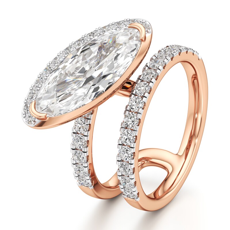 Main Image 4 of J'Lure Moval Old-Cut Lab-Grown Diamond Spiral Engagement Ring 3-7/8 ct tw 18K Rose Gold