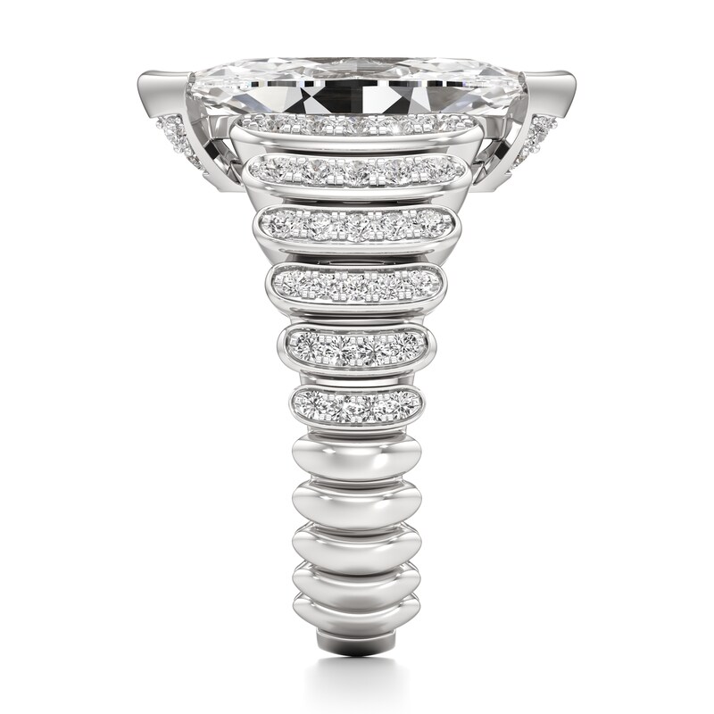 Main Image 3 of J'Lure Moval Old-Cut Lab-Created Diamond Engagement Ring 3-5/8 ct tw 18K White Gold