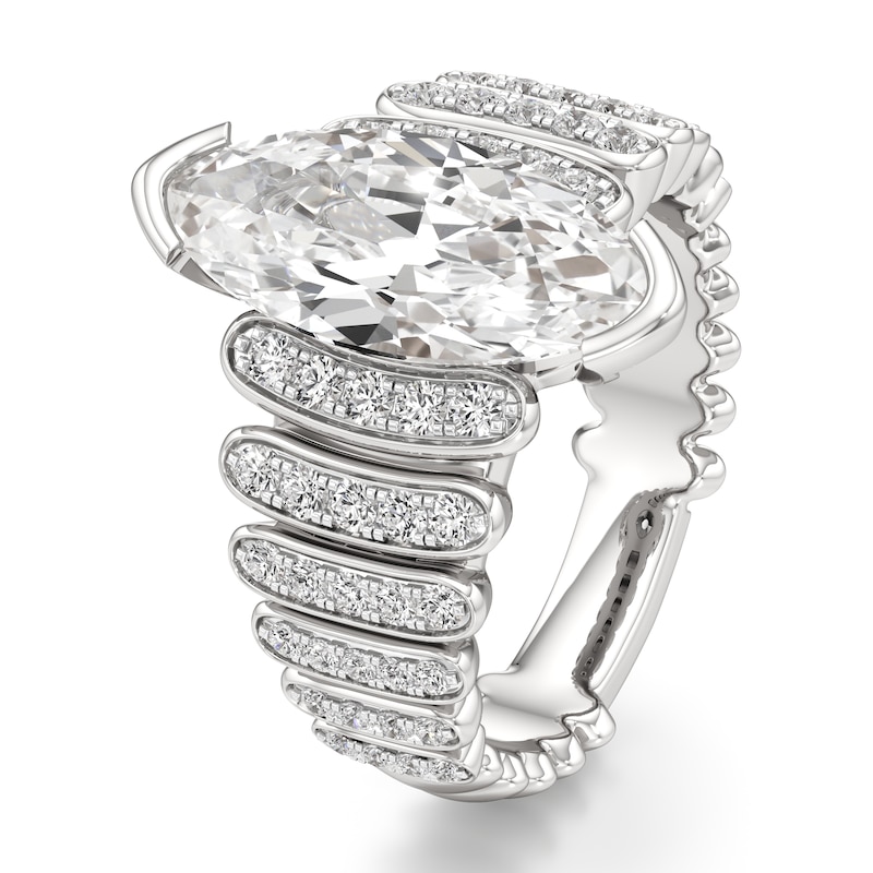 Main Image 4 of J'Lure Moval Old-Cut Lab-Created Diamond Engagement Ring 3-5/8 ct tw 18K White Gold