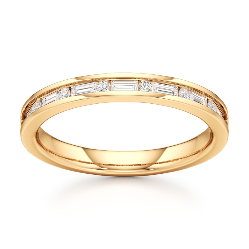 Main Image 1 of J'Lure Baguette & Round-Cut Lab-Grown Diamond Wedding Band 1/3 ct tw 18K Yellow Gold