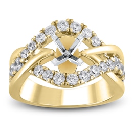 Certified Diamond Twist Frame Engagement Ring Setting 1 ct tw 18K Yellow Gold