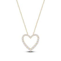 Lab-Created Diamond Graduated Open-Heart Necklace 1 ct tw 14K Yellow Gold 18&quot;