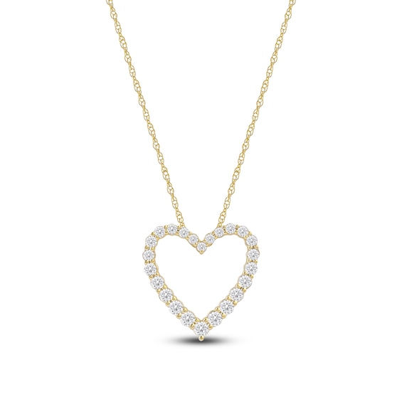 Jared Signature Lab-Grown Diamond Graduated Open-Heart Necklace 1 ct tw 14K Yellow Gold 18"