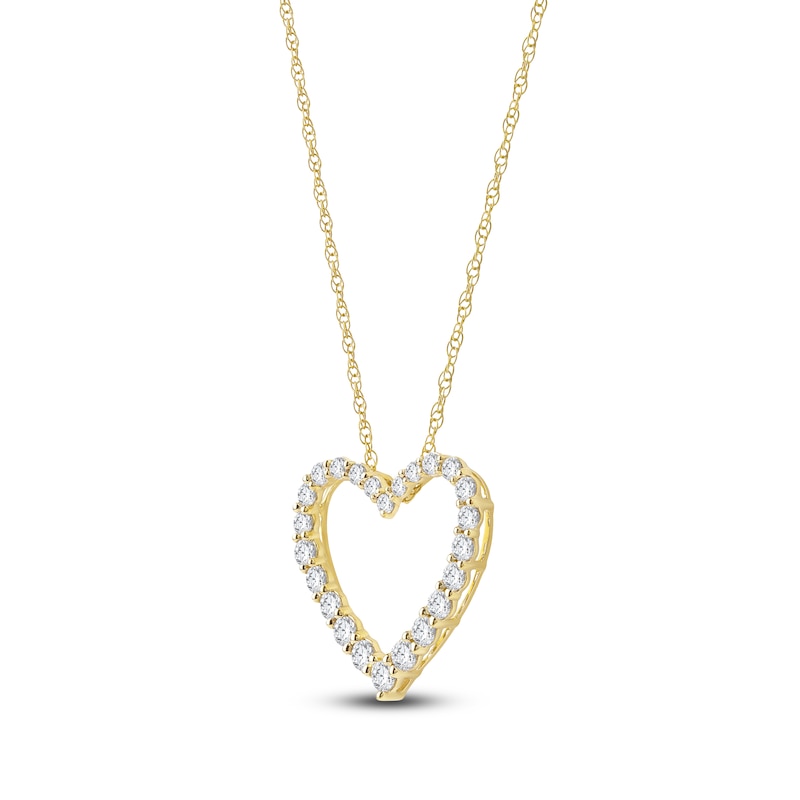Main Image 2 of Lab-Grown Diamond Graduated Open-Heart Necklace 1 ct tw 14K Yellow Gold 18"