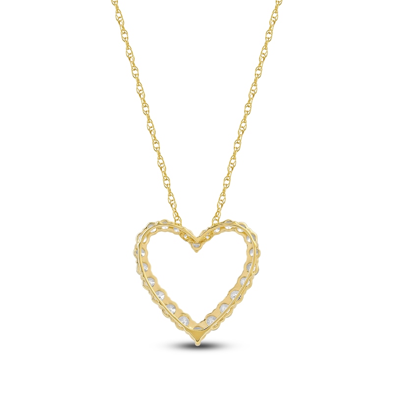 Main Image 3 of Lab-Grown Diamond Graduated Open-Heart Necklace 1 ct tw 14K Yellow Gold 18"