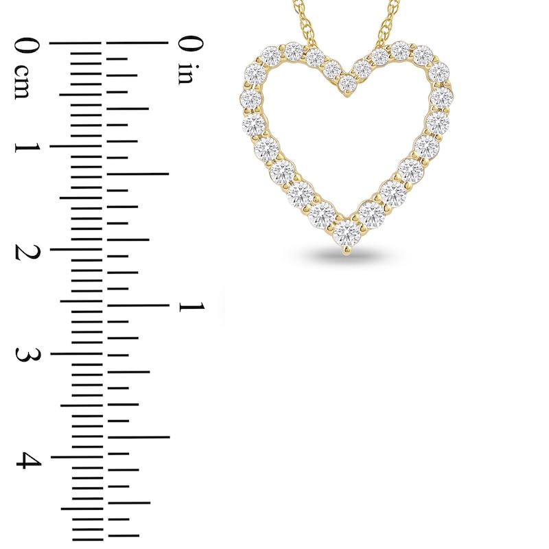 Main Image 4 of Lab-Grown Diamond Graduated Open-Heart Necklace 1 ct tw 14K Yellow Gold 18"