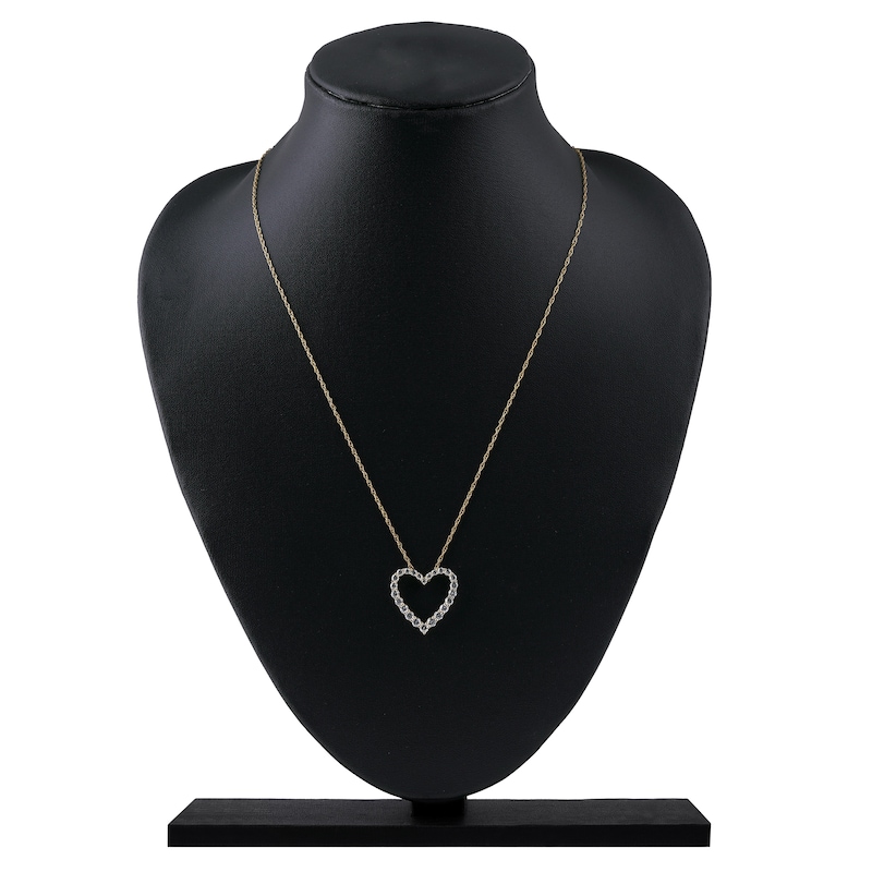Main Image 5 of Lab-Grown Diamond Graduated Open-Heart Necklace 1 ct tw 14K Yellow Gold 18"