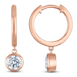 Round-Cut Lab-Grown Diamond Solitaire Dangle Hoop Earrings 1 ct tw 14K Rose Gold (SI2/F)