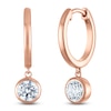 Thumbnail Image 2 of Round-Cut Lab-Grown Diamond Solitaire Dangle Hoop Earrings 1 ct tw 14K Rose Gold (SI2/F)