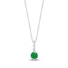 Thumbnail Image 1 of Round-Cut Natural Emerald & Diamond Pendant Necklace 1/20 ct tw 14K White Gold 18"