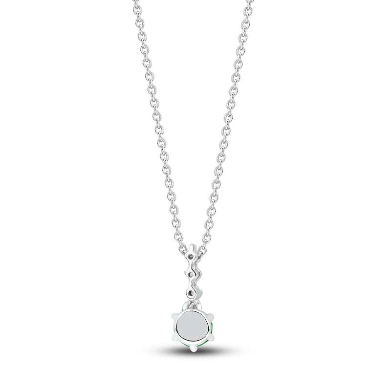 Main Image 3 of Round-Cut Natural Emerald & Diamond Pendant Necklace 1/20 ct tw 14K White Gold 18"