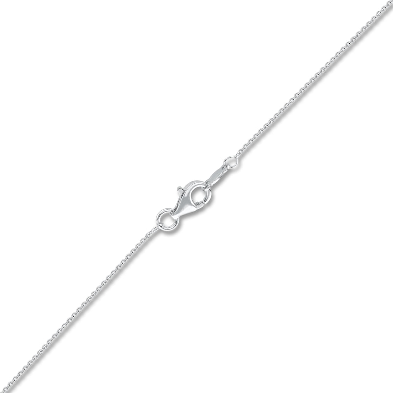 Main Image 5 of Round-Cut Natural Emerald & Diamond Pendant Necklace 1/20 ct tw 14K White Gold 18"