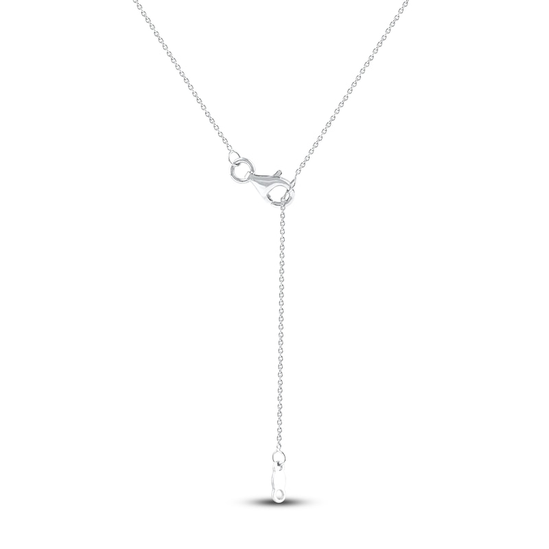 Main Image 6 of Round-Cut Natural Emerald & Diamond Pendant Necklace 1/20 ct tw 14K White Gold 18"