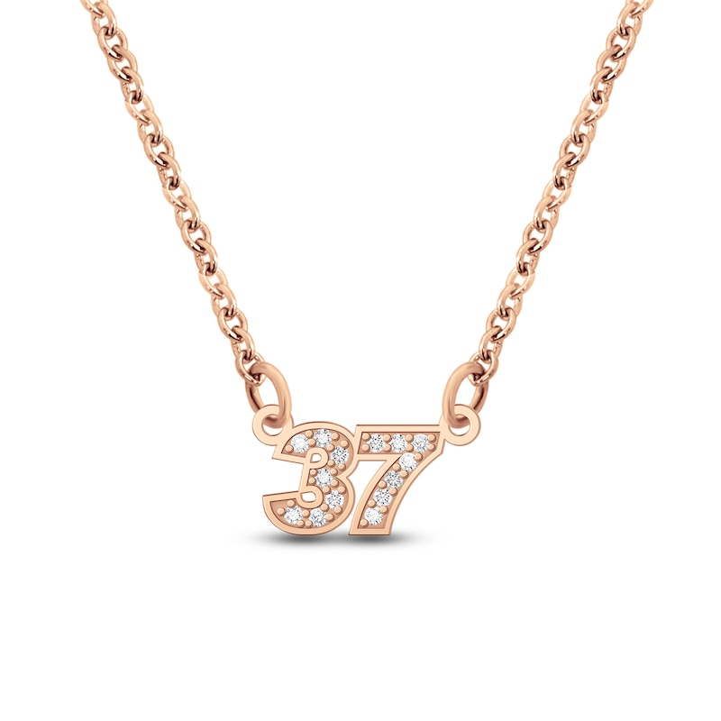 Main Image 1 of Diamond Double Digit Number Necklace Diamond Accents 14K Rose Gold-Plated Sterling Silver 18"