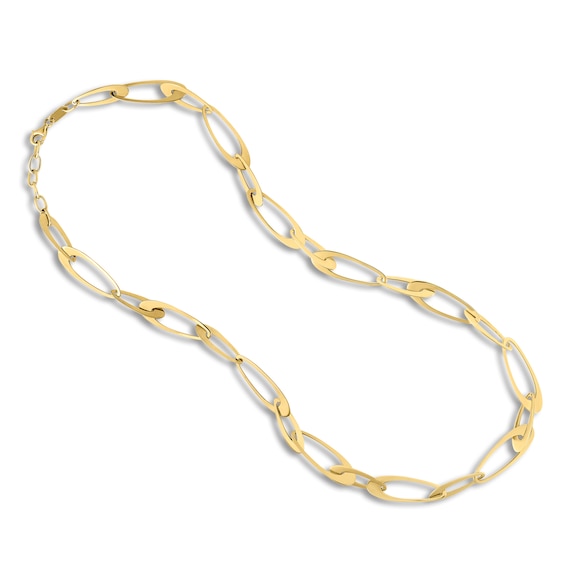 Italia D'Oro Tapered Oval Link Necklace 14K Yellow Gold 18"
