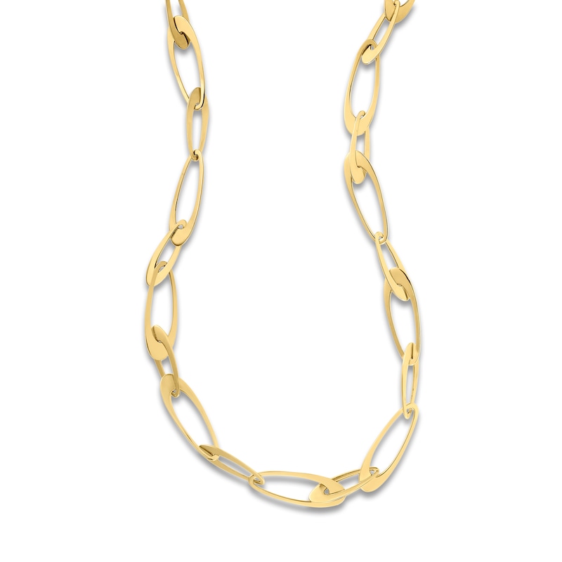 Main Image 2 of Italia D'Oro Tapered Oval Link Necklace 14K Yellow Gold 18"