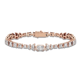 J'Lure Imperial-Emerald Step-Cut & Multi-Shape Lab-Grown Diamond Bracelet 8-7/8 ct tw 14K Rose Gold 7"