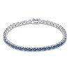 Thumbnail Image 1 of Oval-Cut Natural Swiss Blue Topaz Line Bracelet Sterling Silver 7.25"