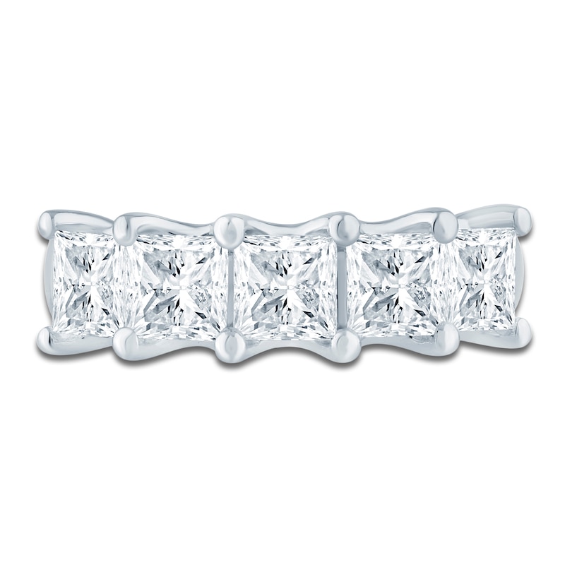 Main Image 3 of Princess-Cut Lab-Grown Diamond Five-Stone Anniversary Ring 3 ct tw 14K White Gold