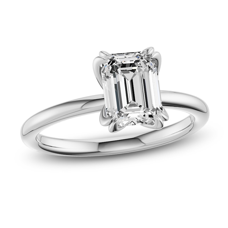 Main Image 1 of Certified Emerald-Cut Diamond Solitaire Engagement Ring 2 ct tw 14K White Gold (I1/I)