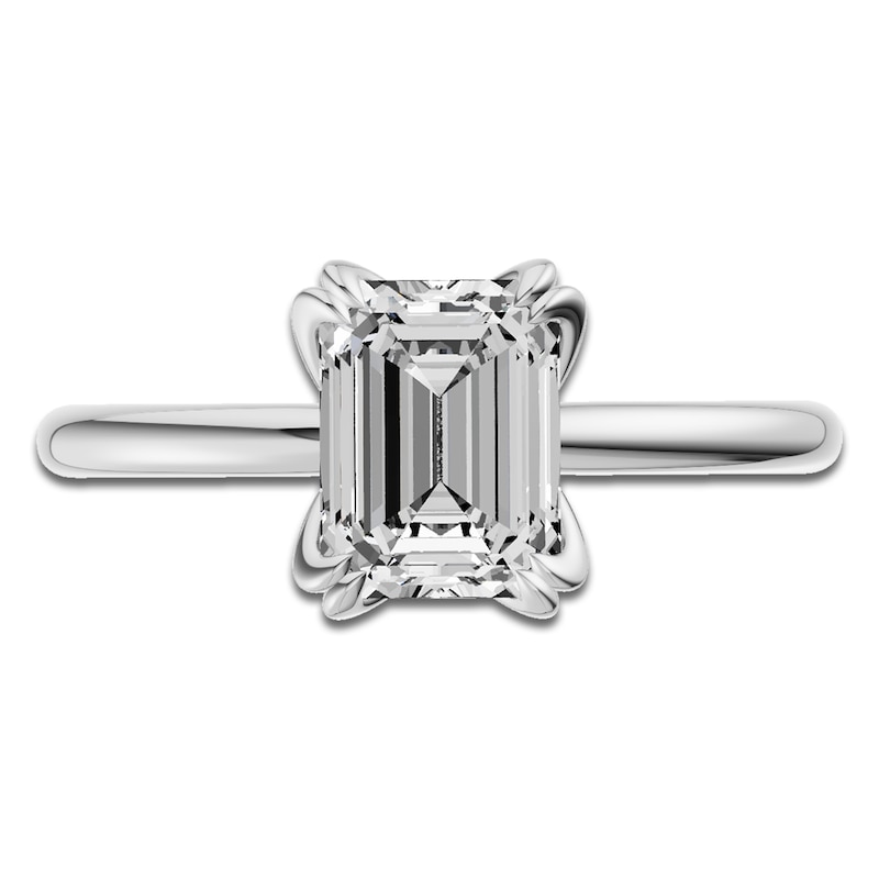 Main Image 3 of Certified Emerald-Cut Diamond Solitaire Engagement Ring 2 ct tw 14K White Gold (I1/I)