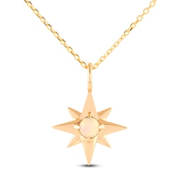 Natural Opal Star Necklace 10K Yellow Gold 18"