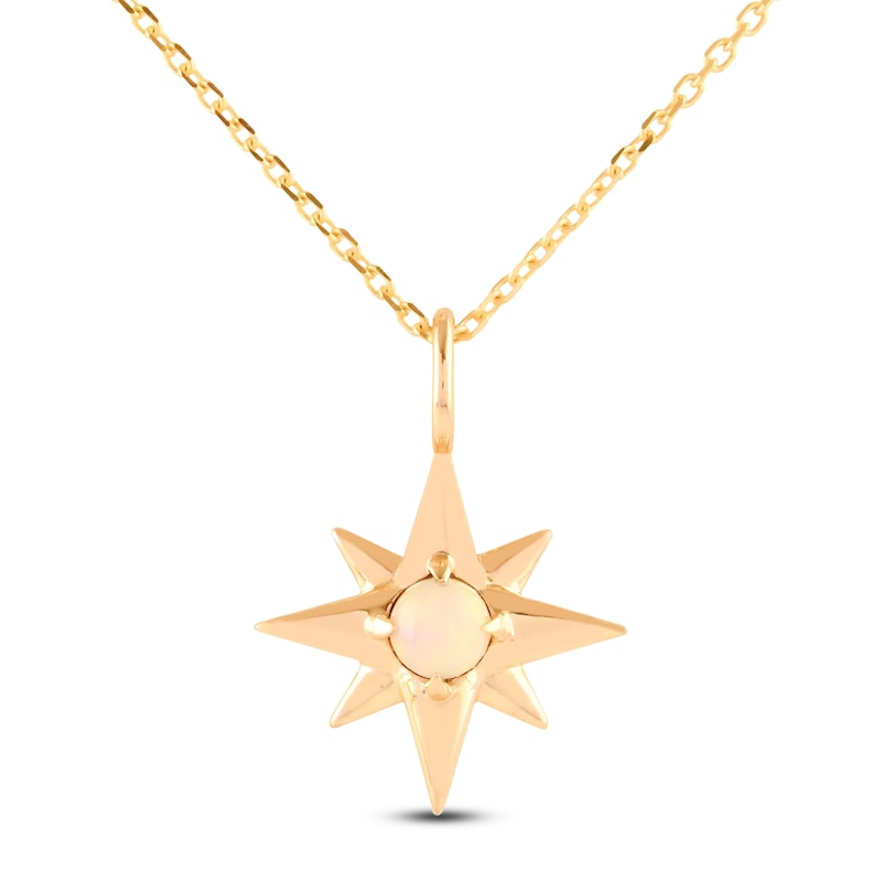 Main Image 1 of Natural Opal Star Necklace 10K Yellow Gold 18"