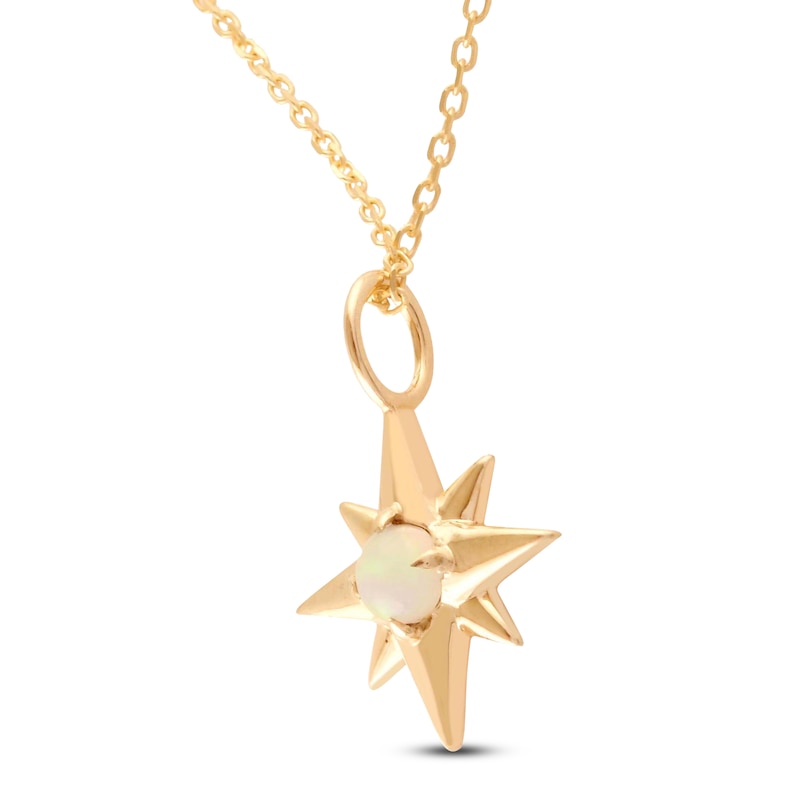 Main Image 2 of Natural Opal Star Necklace 10K Yellow Gold 18"