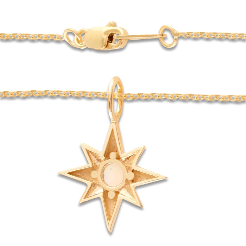 Main Image 3 of Natural Opal Star Necklace 10K Yellow Gold 18"