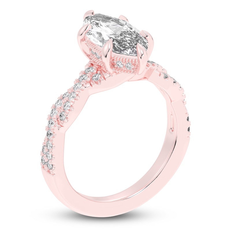 Main Image 2 of Marquise-Cut Lab-Grown Diamond Twist Shank Engagement Ring 2-1/3 ct tw 14K Rose Gold