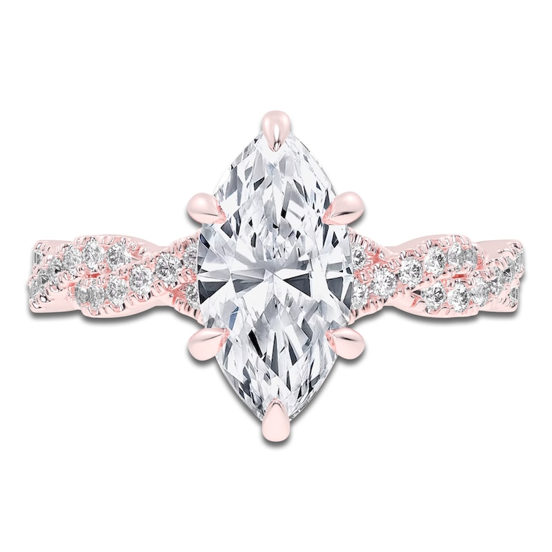 Main Image 3 of Marquise-Cut Lab-Grown Diamond Twist Shank Engagement Ring 2-1/3 ct tw 14K Rose Gold