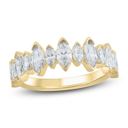 Marquise-Cut Lab-Grown Diamond Alternating Anniversary Ring 2 ct tw 14K Yellow Gold
