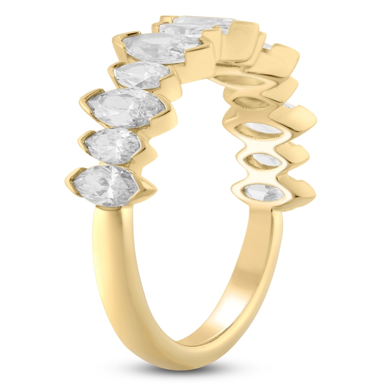 Main Image 2 of Marquise-Cut Lab-Grown Diamond Alternating Anniversary Ring 2 ct tw 14K Yellow Gold