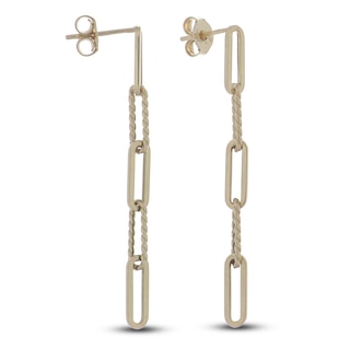 Italia D'Oro Paperclip Drop Earrings 14K Yellow Gold