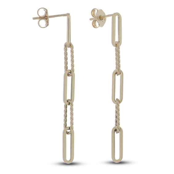 Italia D'Oro Paperclip Drop Earrings 14K Yellow Gold