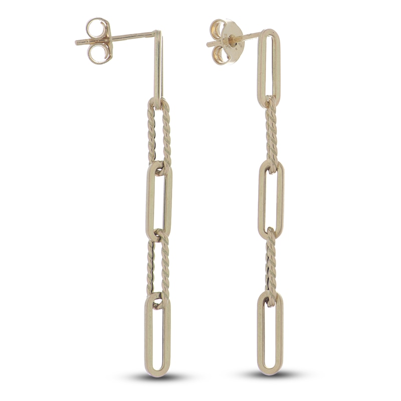 Main Image 1 of Italia D'Oro Paperclip Drop Earrings 14K Yellow Gold