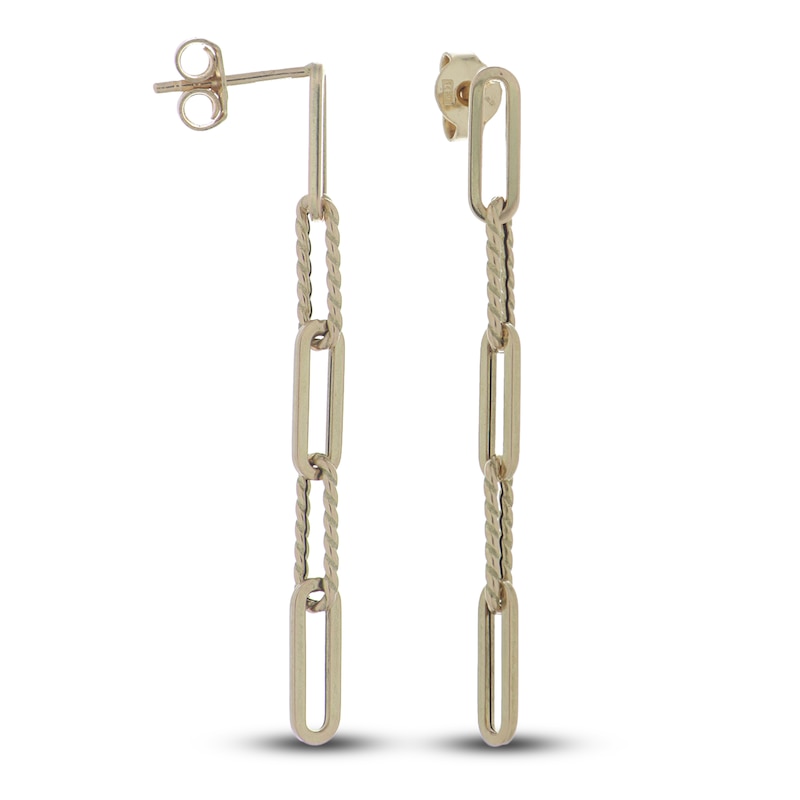 Main Image 2 of Italia D'Oro Paperclip Drop Earrings 14K Yellow Gold