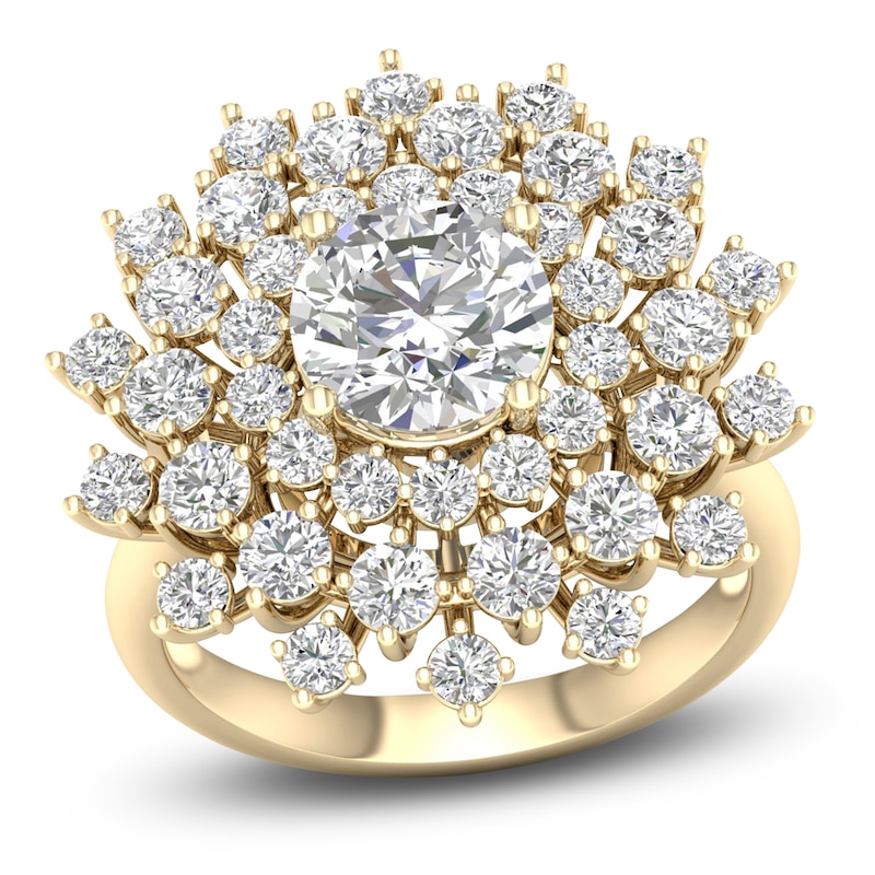 Main Image 1 of Lab-Grown Diamond Dahlia Flower Fashion Ring 4 ct tw 14K Yellow Gold
