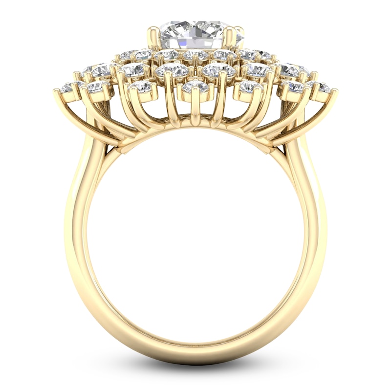 Main Image 3 of Lab-Grown Diamond Dahlia Flower Fashion Ring 4 ct tw 14K Yellow Gold