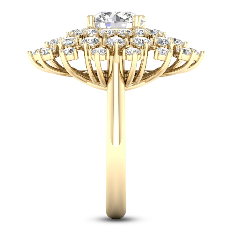 Main Image 4 of Lab-Grown Diamond Dahlia Flower Fashion Ring 4 ct tw 14K Yellow Gold