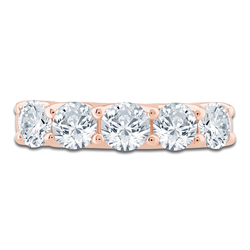 Main Image 3 of Lab-Grown Diamond Five-Stone Anniversary Ring 2 ct tw 14K Rose Gold